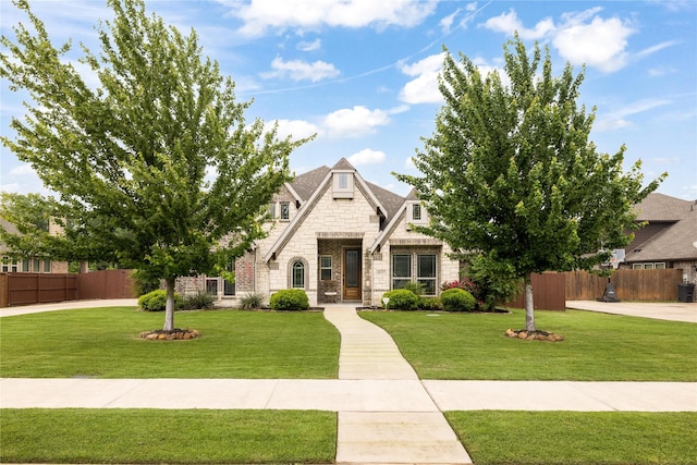 4037 Knightsbridge Ln, Midlothian, TX 76065 - view of front of house featuring stone siding, a front yard, and fence