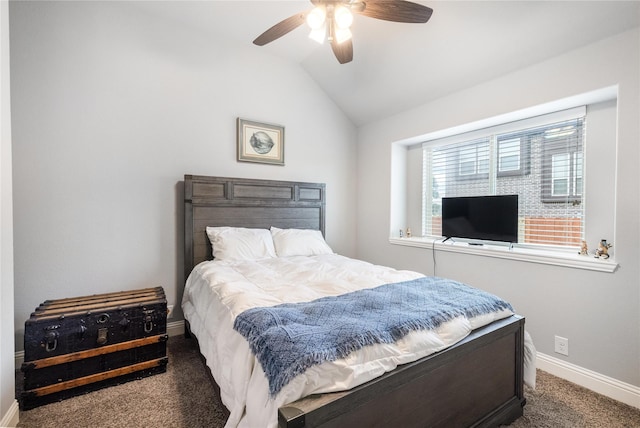 4037 Knightsbridge Ln, Midlothian, TX 76065 - carpeted bedroom featuring baseboards, ceiling fan, and vaulted ceiling