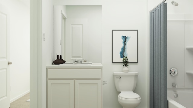 1672 Crested Way, Fort Worth, TX 76140 - full bath featuring toilet, baseboards, vanity, and shower / bath combo