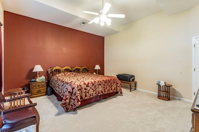 6200 Forest River Dr, Fort Worth, TX 76112 - bedroom with a ceiling fan, light carpet, baseboards, and visible vents