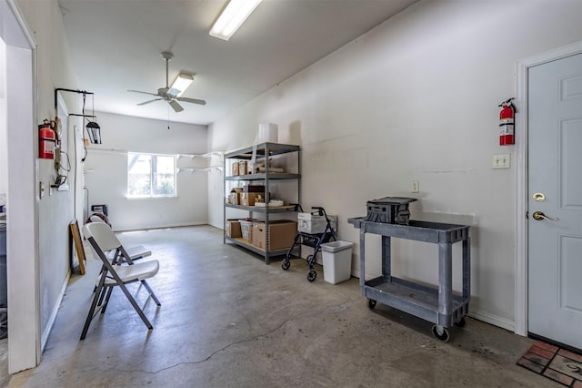 6200 Forest River Dr, Fort Worth, TX 76112 - interior space with a ceiling fan and concrete floors