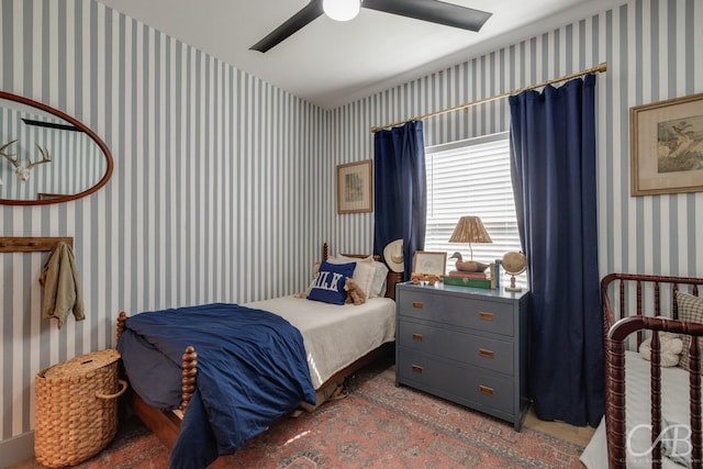 7001 Breezeway Dr, Abilene, TX 79606 - bedroom featuring wallpapered walls and ceiling fan