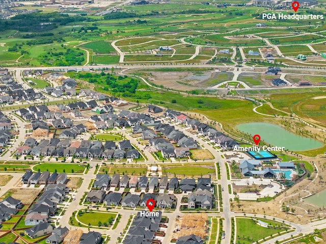 13696 Declan St, Frisco, TX 75033 - aerial overview of property's location with a nearby body of water and nearby suburban area