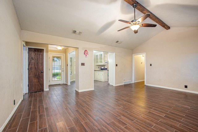 122 Big Bend Blvd, Waxahachie, TX 75165 - unfurnished living room featuring ceiling fan, dark wood-type flooring, and baseboards