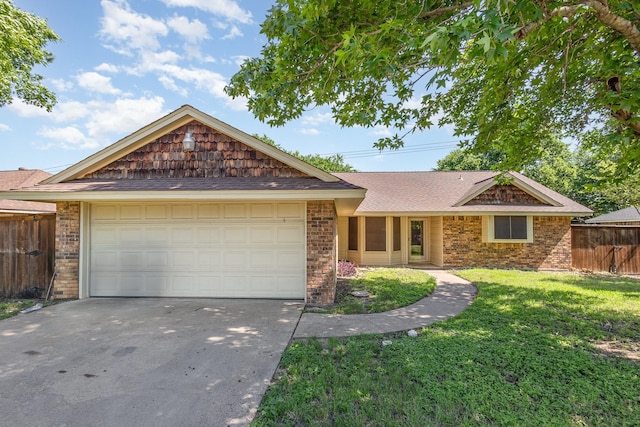 122 Big Bend Blvd, Waxahachie, TX 75165 - ranch-style house with concrete driveway, brick siding, a garage, and a shingled roof