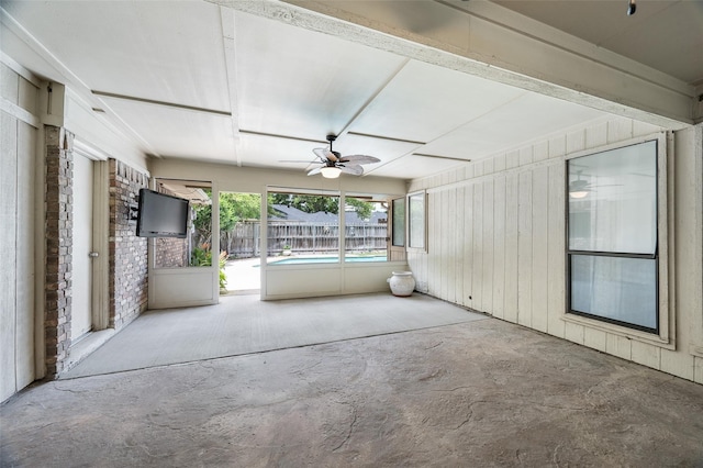 1413 Pecan Creek Dr, Garland, TX 75044 - unfurnished sunroom featuring a ceiling fan