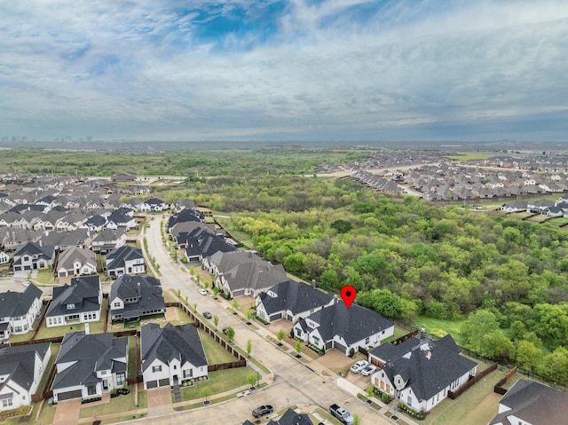 aerial view with a residential view
