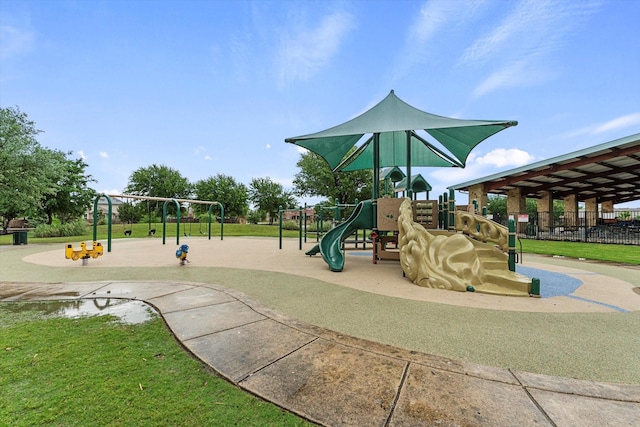 community play area featuring fence