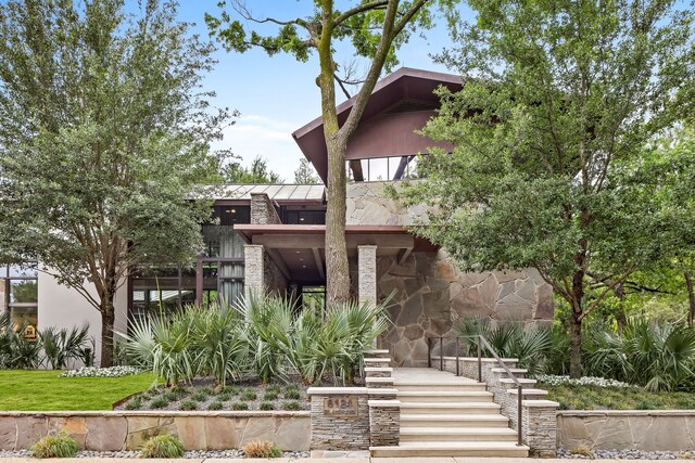 6124 Saint Andrews Dr, University Park, TX 75205 - exterior space featuring stone siding and stairs