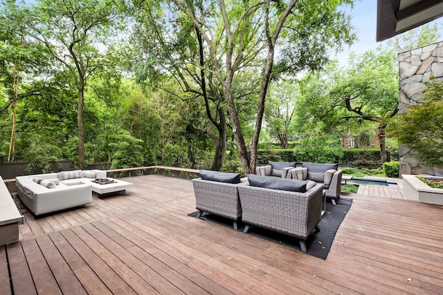 6124 Saint Andrews Dr, University Park, TX 75205 - deck with an outdoor living space with a fire pit and an outdoor pool