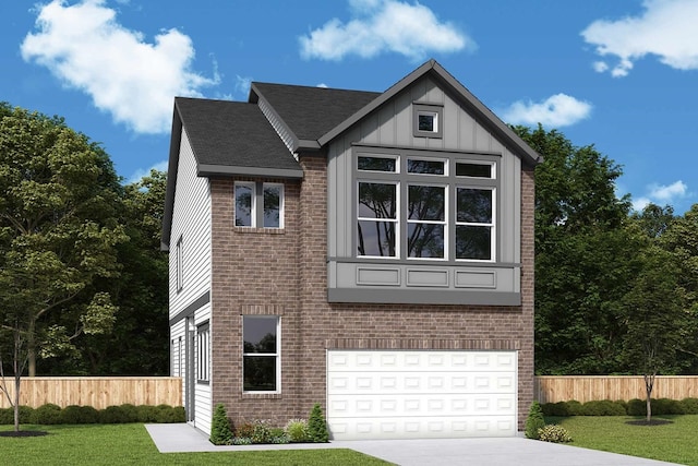 9326 Celestine Ave, Dallas, TX 75243 - view of front of home with fence, an attached garage, brick siding, and driveway