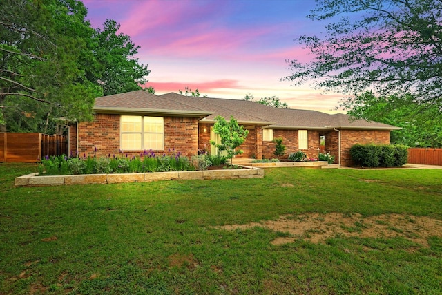 2020 Sauls Ln, Denton, TX 76209 - ranch-style home featuring a yard, brick siding, and fence