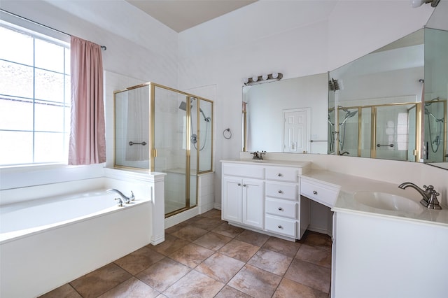 5204 Stoney Trl, Mckinney, TX 75072 - full bath with a bath, vanity, a shower stall, and a healthy amount of sunlight