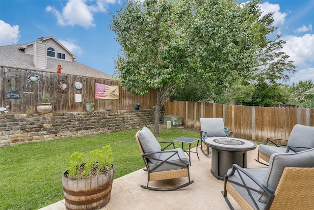 7916 Stansfield Dr, Fort Worth, TX 76137 - view of patio / terrace with a fire pit and a fenced backyard