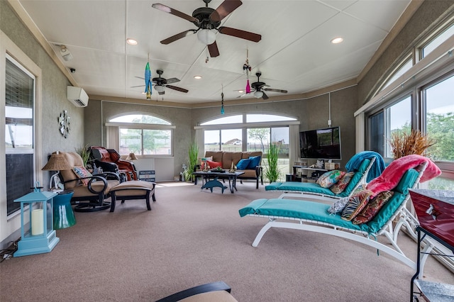 sunroom with a wall mounted AC