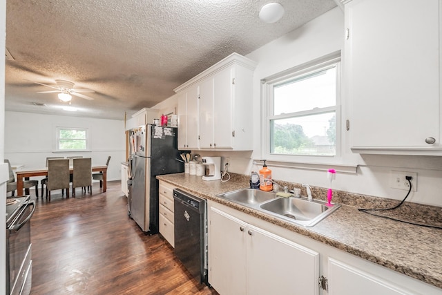 1941 Michael Ct, Pelican Bay, TX 76020 - kitchen with a sink, stainless steel appliances, a textured ceiling, dark wood-type flooring, and white cabinetry