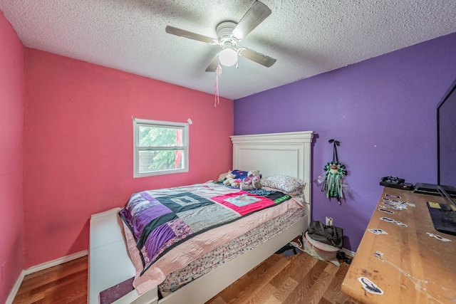 1941 Michael Ct, Pelican Bay, TX 76020 - bedroom with a ceiling fan, a textured ceiling, and wood finished floors