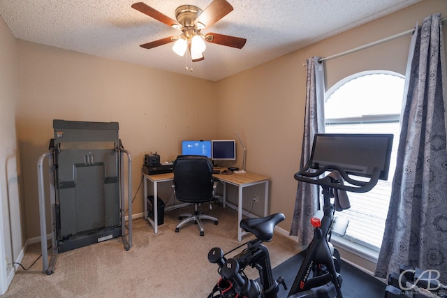 3749 Oldham Ln, Abilene, TX 79602 - home office with carpet floors, a ceiling fan, and a healthy amount of sunlight