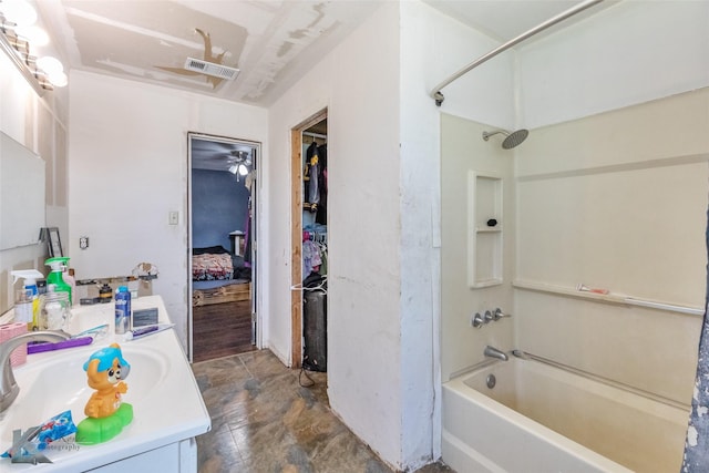 bathroom with shower / bath combination and vanity