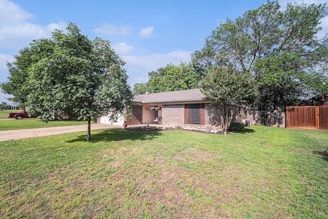 3811 Pelham Mnr, Arlington, TX 76016 - view of front of property with concrete driveway, brick siding, fence, and a front yard