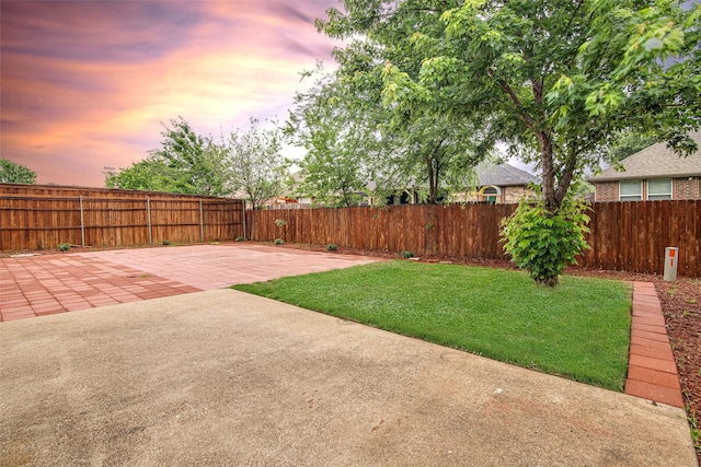 1001 Benjamin Dr, Burleson, TX 76028 - yard at dusk with a patio area and a fenced backyard