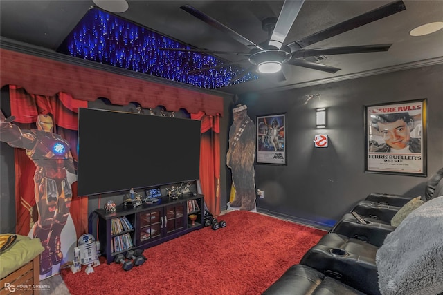 103 Maple Leaf Ln, Haughton, LA 71037 - carpeted cinema room featuring a ceiling fan