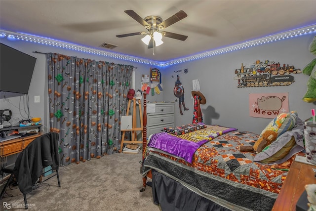 103 Maple Leaf Ln, Haughton, LA 71037 - carpeted bedroom with ceiling fan and visible vents