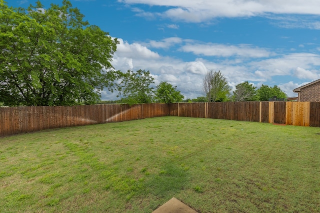 view of yard with a fenced backyard