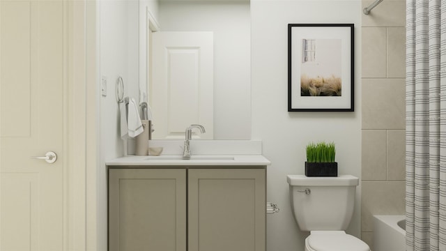 3729 Seth Pl, Mesquite, TX 75181 - bathroom featuring vanity, toilet, and shower / bath combo with shower curtain