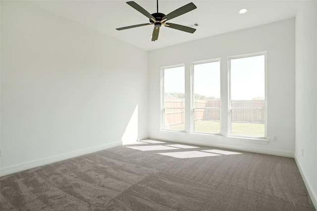 629 Hummingbird Dr, Aledo, TX 76008 - carpeted spare room with visible vents, baseboards, ceiling fan, and recessed lighting