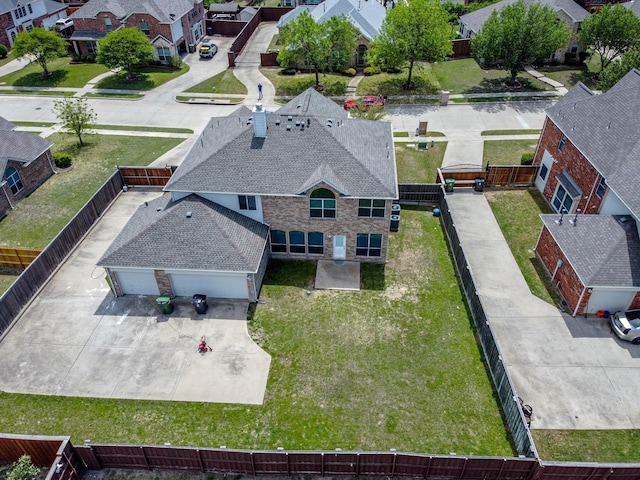 aerial view with a residential view