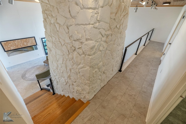 718 Byrd Dr, Abilene, TX 79601 - stairway with a fireplace