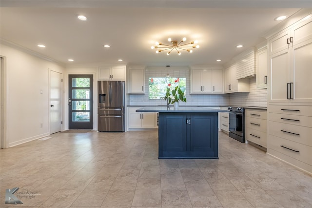 718 Byrd Dr, Abilene, TX 79601 - kitchen featuring stainless steel refrigerator with ice dispenser, healthy amount of natural light, electric stove, white cabinets, and recessed lighting