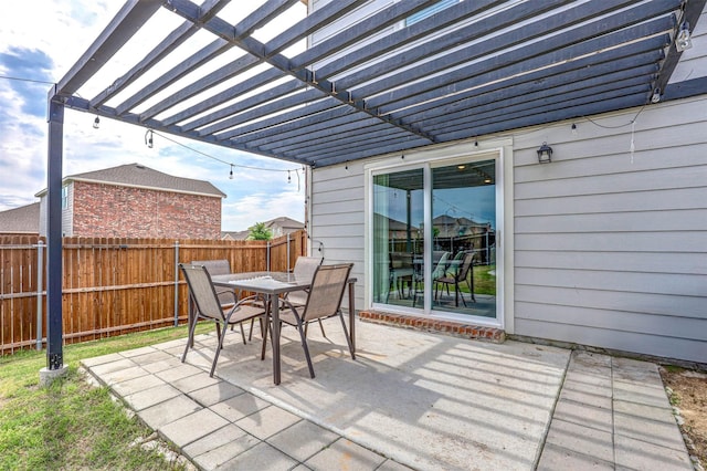 1600 Shadow Hawk Dr, Fort Worth, TX 76052 - view of patio / terrace featuring a pergola, fence, and outdoor dining area