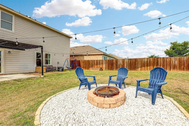 1600 Shadow Hawk Dr, Fort Worth, TX 76052 - view of yard with an outdoor fire pit and a patio