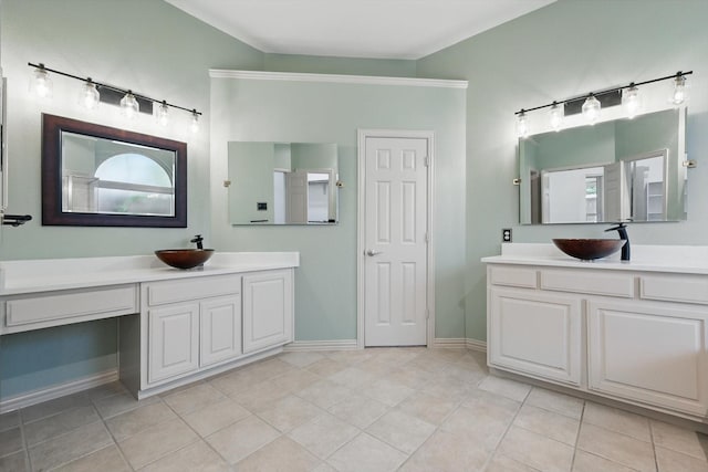 411 Deer Brooke Dr, Allen, TX 75002 - bathroom with two vanities and tile patterned floors