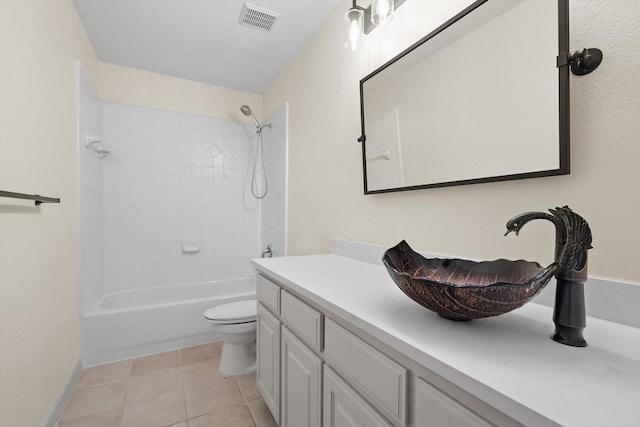411 Deer Brooke Dr, Allen, TX 75002 - bathroom featuring vanity, bathtub / shower combination, toilet, tile patterned floors, and baseboards