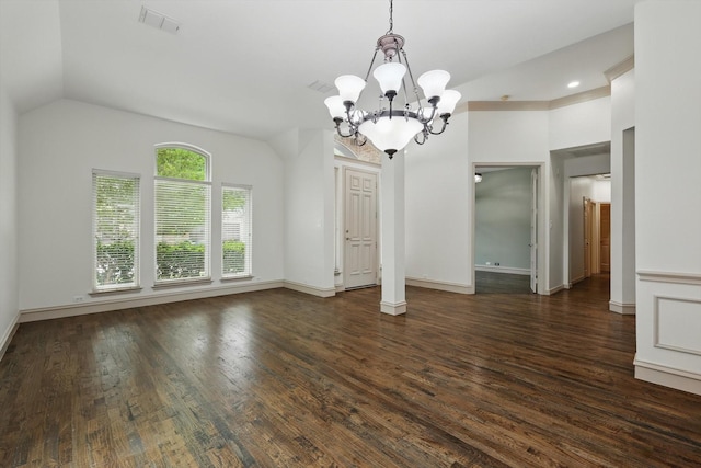 411 Deer Brooke Dr, Allen, TX 75002 - unfurnished dining area featuring a chandelier, wood finished floors, lofted ceiling, and baseboards
