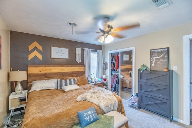 1773 Westview Dr, Abilene, TX 79603 - bedroom with a closet, light carpet, and ceiling fan