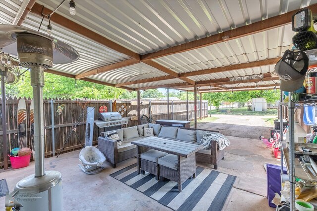 1773 Westview Dr, Abilene, TX 79603 - fenced backyard featuring area for grilling, an outdoor living space, and a patio area