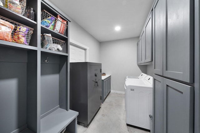 13533 Fm-1567 W, Brashear, TX 75433 - laundry room featuring cabinet space, independent washer and dryer, baseboards, and recessed lighting
