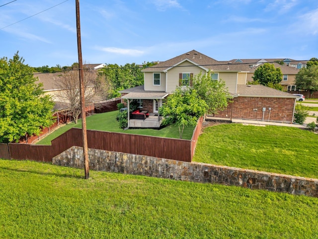 6224 Madrone Ct, Plano, TX 75074 - view of front facade featuring a deck, a shingled roof, and brick siding