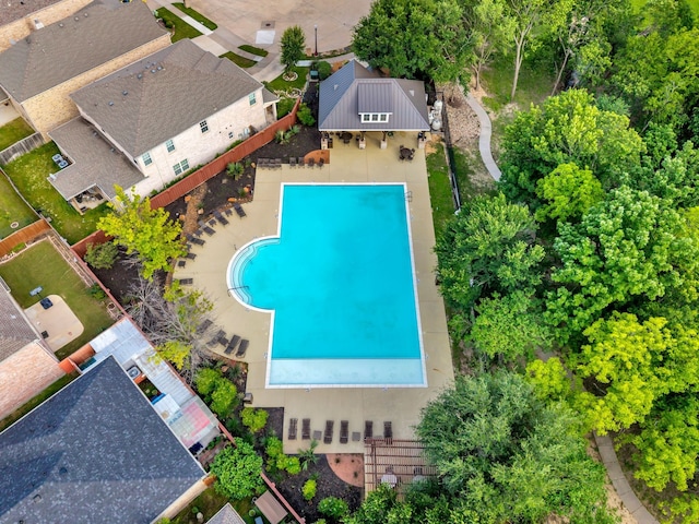 6224 Madrone Ct, Plano, TX 75074 - aerial view of property and surrounding area featuring a pool