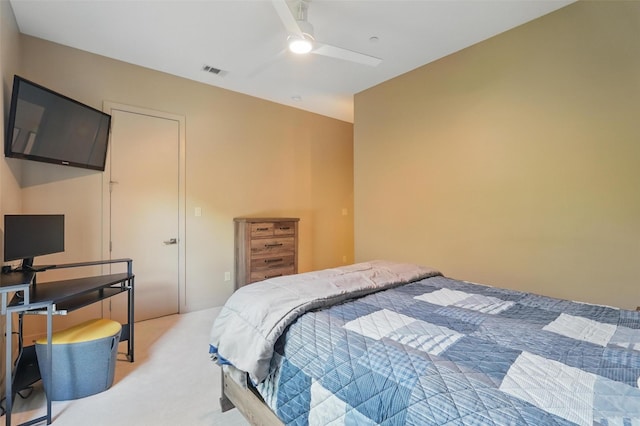 25 White Rock Trl, Lucas, TX 75002 - bedroom featuring ceiling fan, visible vents, and light colored carpet