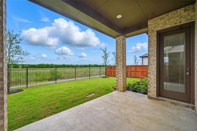 view of patio featuring a fenced backyard
