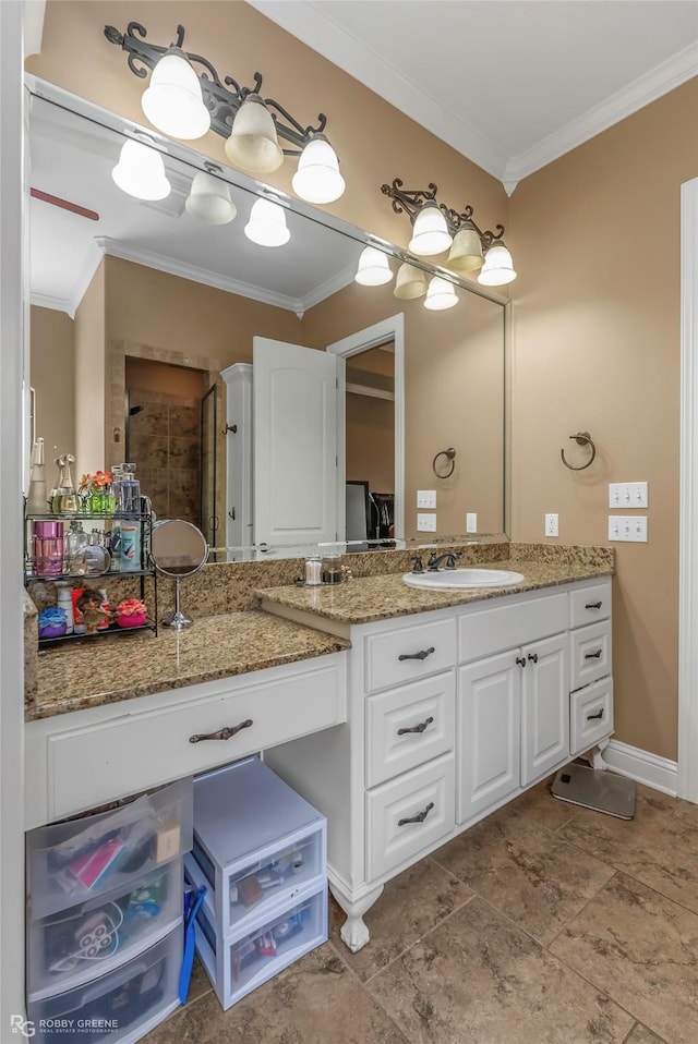 230 Welham Trce, Bossier City, LA 71112 - bathroom with crown molding, baseboards, and vanity