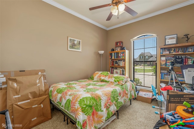 230 Welham Trce, Bossier City, LA 71112 - carpeted bedroom featuring a ceiling fan and crown molding