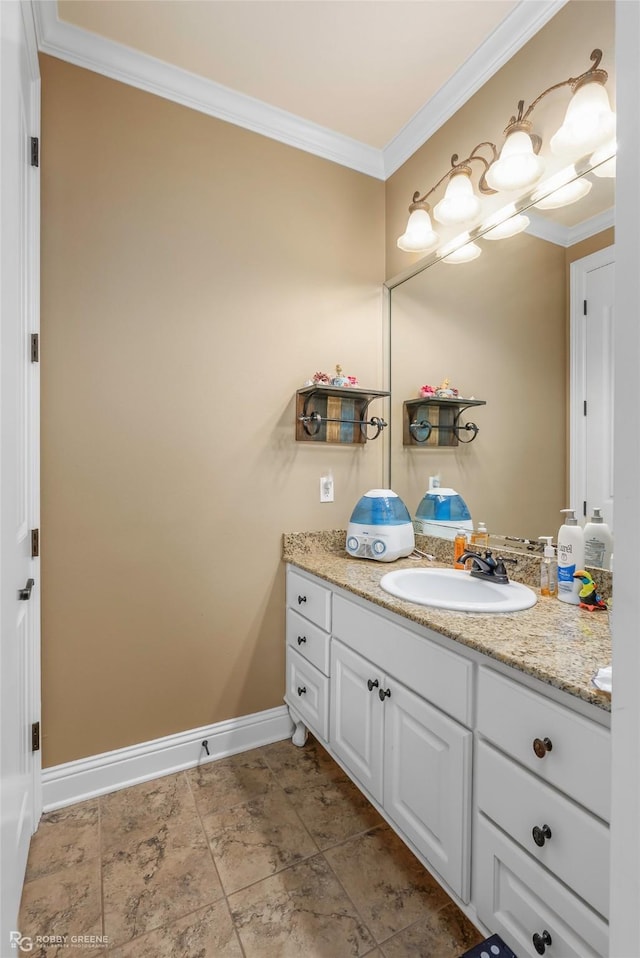 230 Welham Trce, Bossier City, LA 71112 - bathroom featuring crown molding, baseboards, and vanity