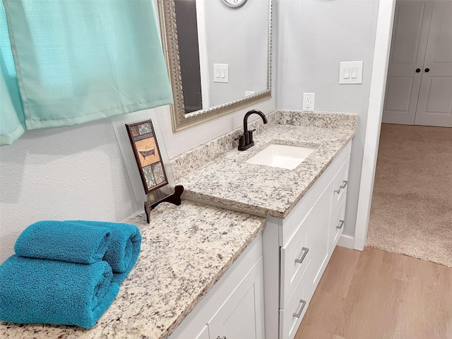 bathroom featuring wood finished floors and vanity