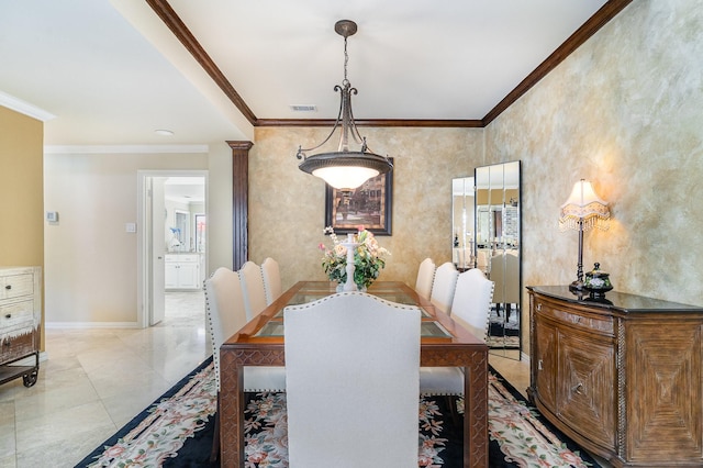 2204 Bridge View Ln, Plano, TX 75093 - dining room featuring ornamental molding and baseboards